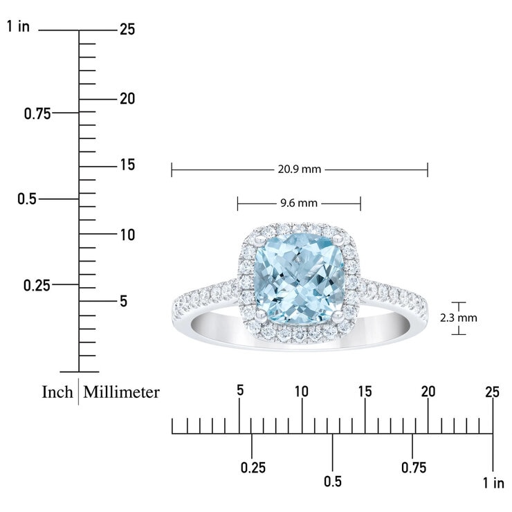 14K ホワイトゴールド 0.20カラット ダイヤモンド / アクアマリン リング 12号 14K ホワイトゴールド 0.20カラット ダイヤモンド / アクアマリン リング 12号