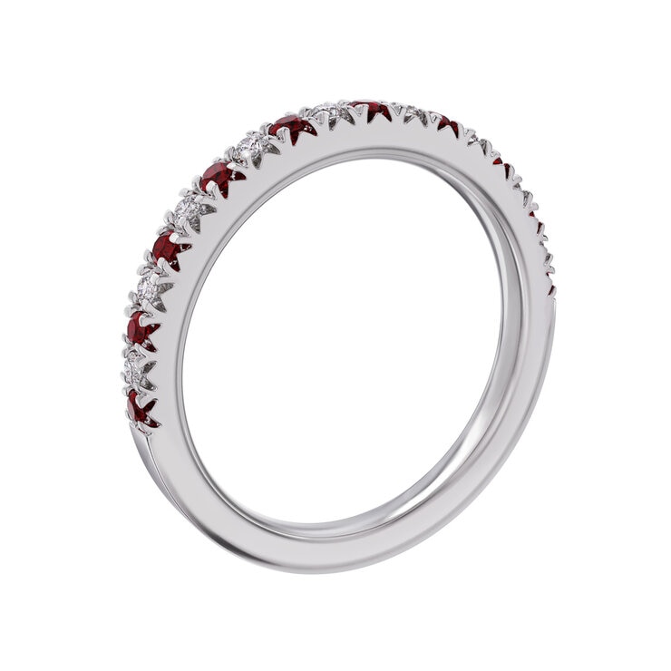 18K ホワイトゴールド 0.15カラット ダイヤモンド & ルビー リング 18K ホワイトゴールド 0.15カラット ダイヤモンド & ルビー リング