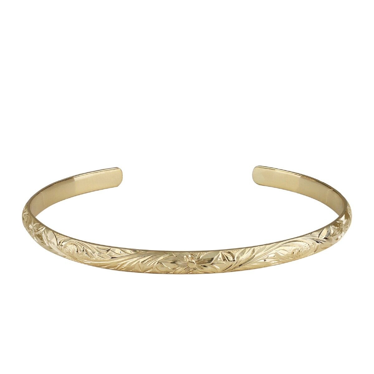 14K イエローゴールド トラディショナル カフ ブレスレット 幅 4mm 長さ16cm 14K イエローゴールド トラディショナル カフ ブレスレット 幅 4mm 長さ16cm