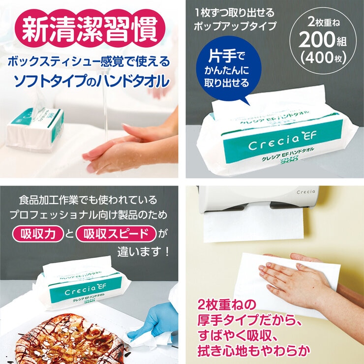 クレシア ハンドタオルソフト 200枚 x 16パック クレシア ハンドタオルソフト 200枚 x 16パック