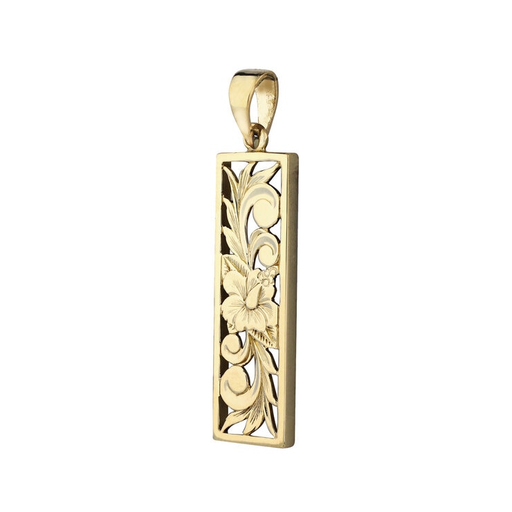 14KYG HIBISUCUS BAR NECKLACE 14KYG HIBISUCUS BAR NECKLACE