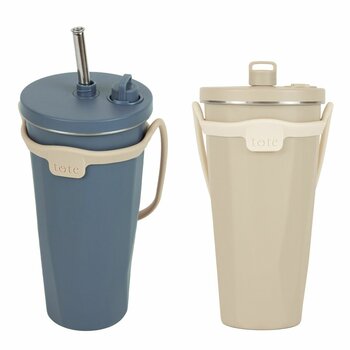 トート ストロー付 2 Way タンブラー 470ml 2本セット モカ&ネイビー トート ストロー付 2 Way タンブラー 470ml 2本セット モカ&ネイビー