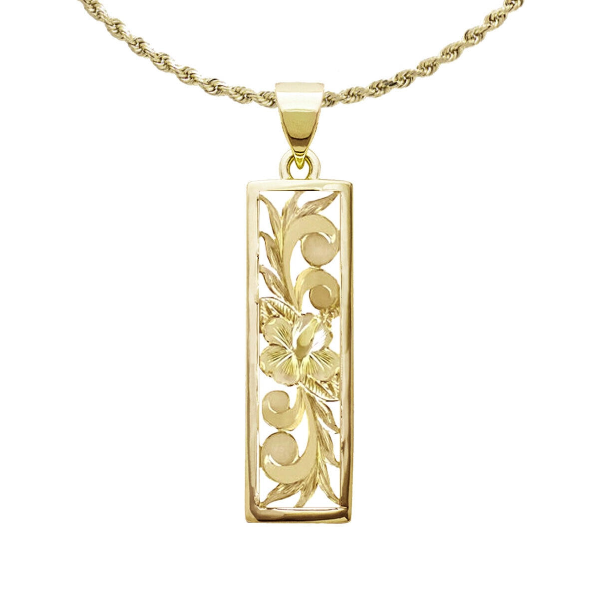 14KYG HIBISUCUS BAR NECKLACE 14KYG HIBISUCUS BAR NECKLACE
