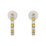 14K ホワイトゴールド 0.29カラット ダイヤモンド / シトリン Jフープピアス 14K ホワイトゴールド 0.29カラット ダイヤモンド / シトリン Jフープピアス