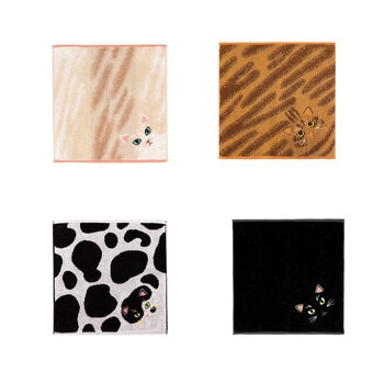 Uchinoko うちのニャンコ毛並ハンカチ 25cm x 25cm 4枚組 Uchinoko うちのニャンコ毛並ハンカチ 25cm x 25cm 4枚組