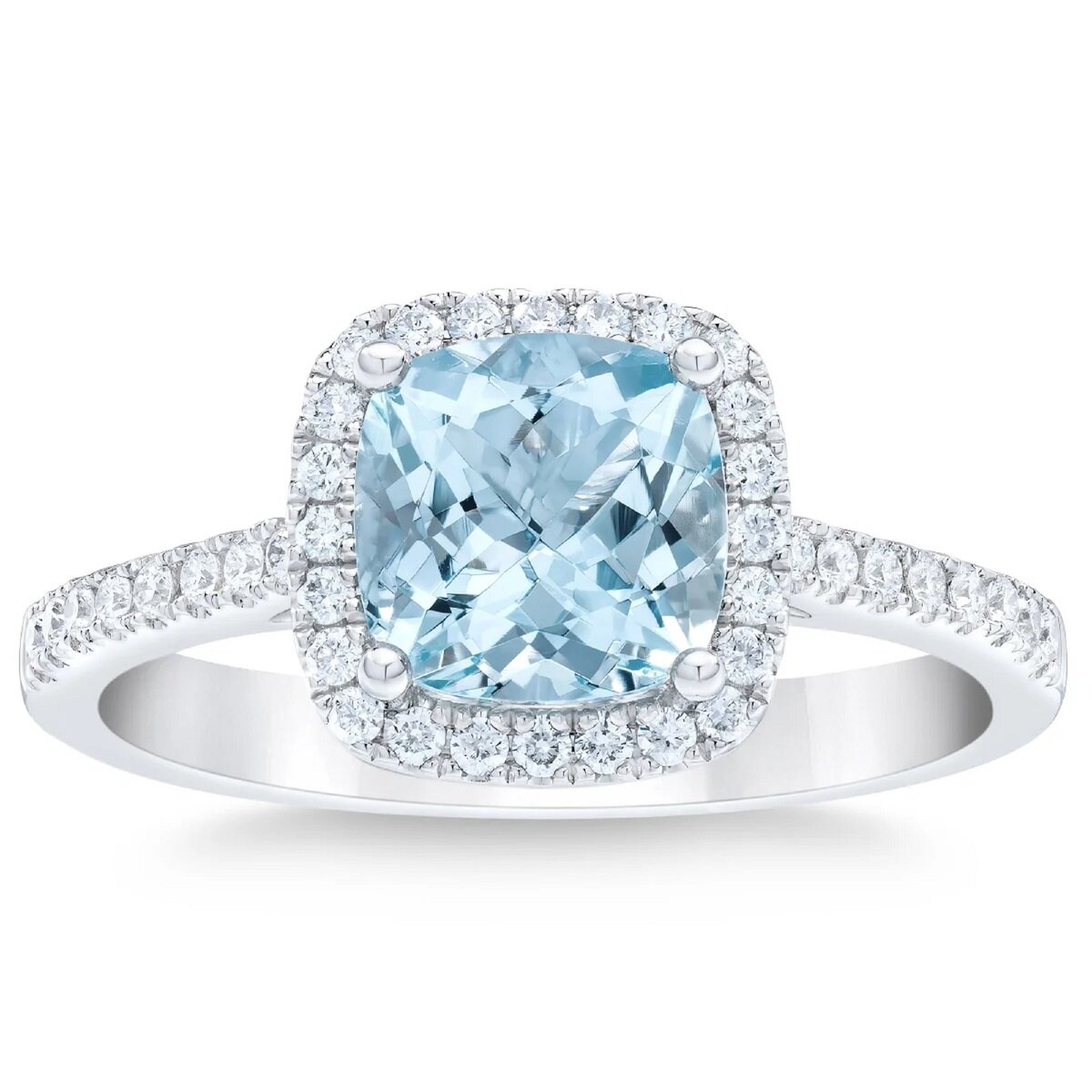 14K ホワイトゴールド 0.20カラット ダイヤモンド / アクアマリン リング 12号 14K ホワイトゴールド 0.20カラット ダイヤモンド / アクアマリン リング 12号