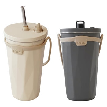 トート ストロー付 2 Way タンブラー 570ml 2本セット アイボリー&チャコールグレー トート ストロー付 2 Way タンブラー 570ml 2本セット アイボリー&チャコールグレー