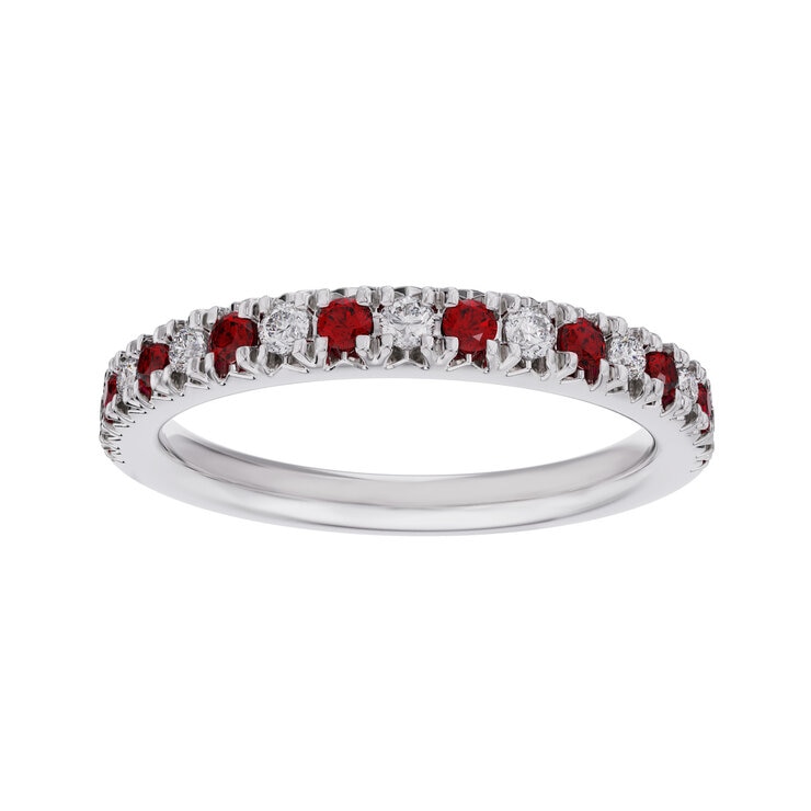 18K ホワイトゴールド 0.15カラット ダイヤモンド & ルビー リング 18K ホワイトゴールド 0.15カラット ダイヤモンド & ルビー リング