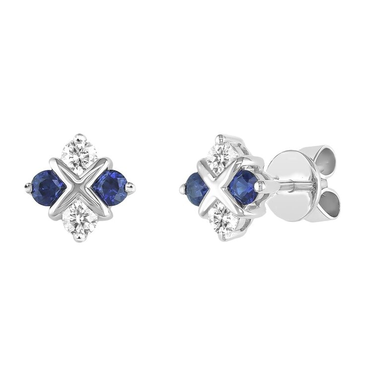 18K ホワイトゴールド 0.25カラット ダイヤモンド&サファイアピアス 18K ホワイトゴールド 0.25カラット ダイヤモンド&サファイアピアス