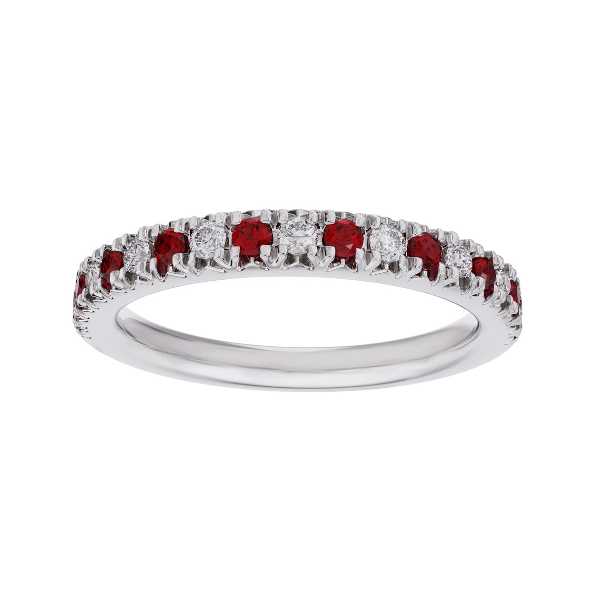 18K ホワイトゴールド 0.15カラット ダイヤモンド & ルビー リング 18K ホワイトゴールド 0.15カラット ダイヤモンド & ルビー リング