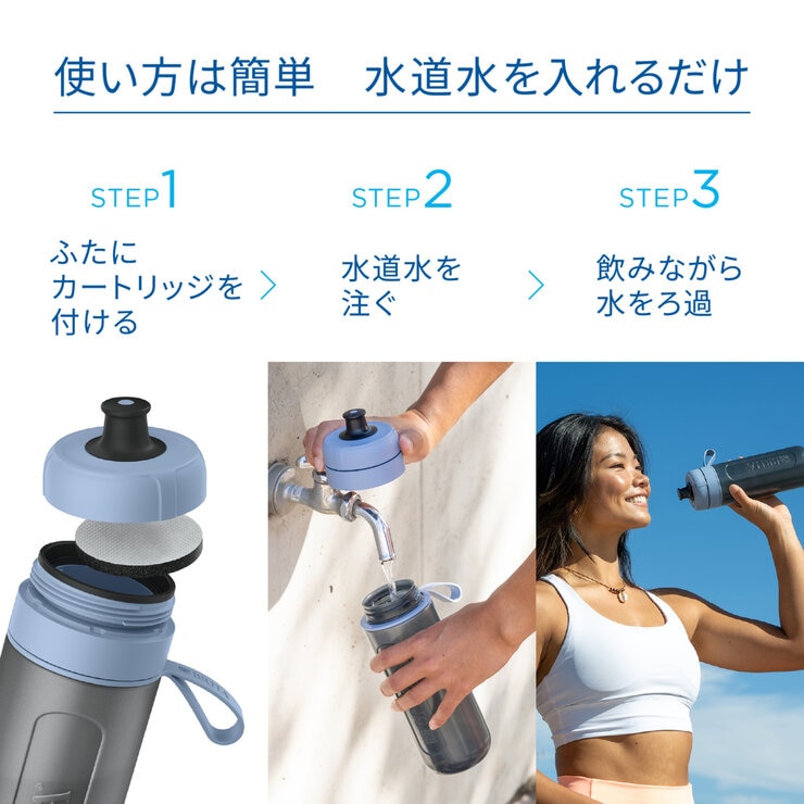 ブリタ ボトル型浄水器 アクティブ マイクロディスクカートリッジ3個付き ブリタ ボトル型浄水器 アクティブ マイクロディスクカートリッジ3個付き