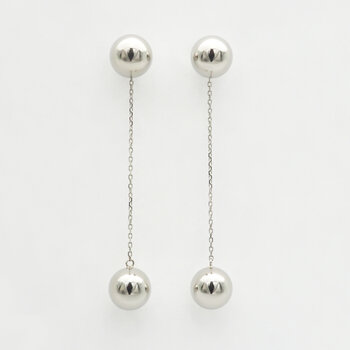 プラチナ 7.5mm ボール チェーン付き 2Way ピアス プラチナ 7.5mm ボール チェーン付き 2Way ピアス