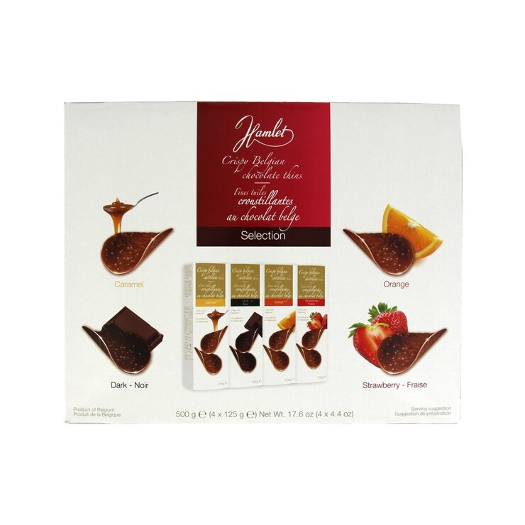ハムレット ショコラズ 4 フレーバー アソート クリスピー ベルジャン・チョコチップ 125g X 4箱 ハムレット ショコラズ 4 フレーバー アソート クリスピー ベルジャン・チョコチップ 125g X 4箱