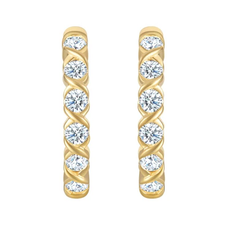 14K イエローゴールド 0.50カラット ダイヤモンド フープピアス 14K イエローゴールド 0.50カラット ダイヤモンド フープピアス