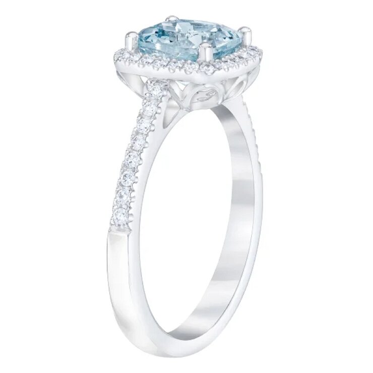 14K ホワイトゴールド 0.20カラット ダイヤモンド / アクアマリン リング 12号 14K ホワイトゴールド 0.20カラット ダイヤモンド / アクアマリン リング 12号