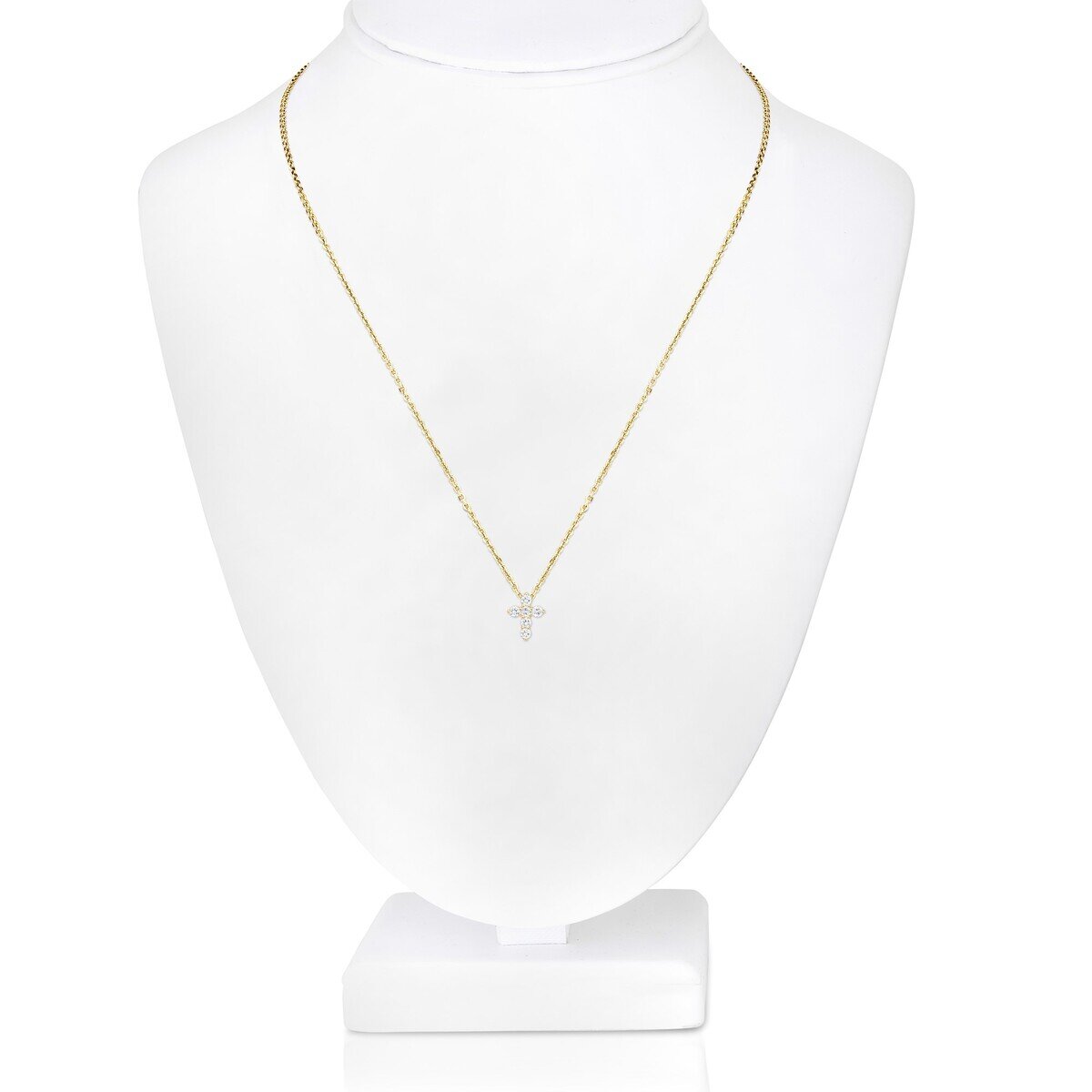 14K イエローゴールド 0.50カラット ラウンドカット ダイヤモンド クロスネックレス 14K イエローゴールド 0.50カラット ラウンドカット ダイヤモンド クロスネックレス