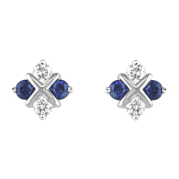 18K ホワイトゴールド 0.25カラット ダイヤモンド&サファイアピアス 18K ホワイトゴールド 0.25カラット ダイヤモンド&サファイアピアス