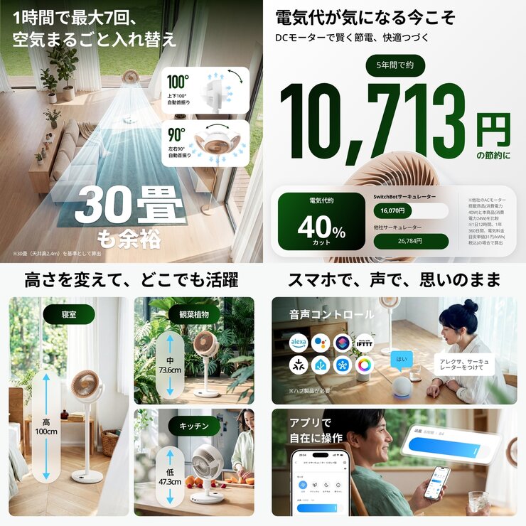 SwitchBot スマートサーキュレーター(スタンド型) W3800520 SwitchBot スマートサーキュレーター(スタンド型) W3800520