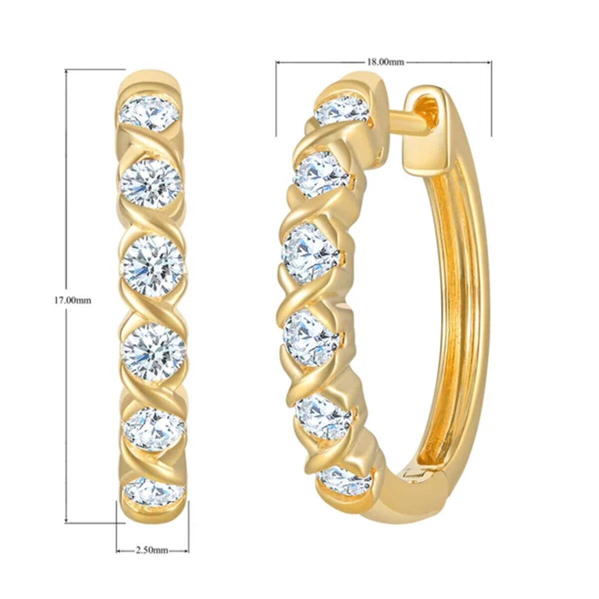 14K イエローゴールド 0.50カラット ダイヤモンド フープピアス 14K イエローゴールド 0.50カラット ダイヤモンド フープピアス