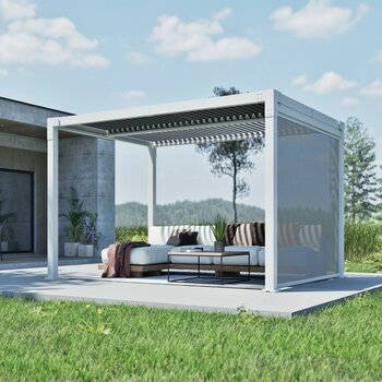 SOJAG ハナ 10 x 13フィート (3 x 4m) パーゴラ サイドスクリーン付 クリーム色 SOJAG ハナ 10 x 13フィート (3 x 4m) パーゴラ サイドスクリーン付 クリーム色