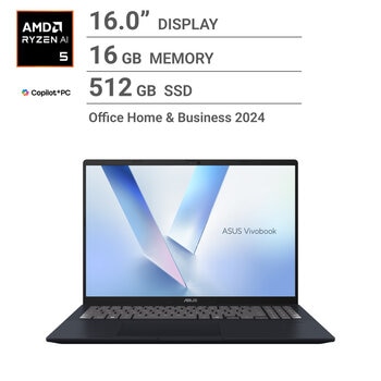 ASUS ノートPC/Vivoboook/16.0インチ/Copilot+PC/Ryzen AI 5 330/メモリ 16GB/SSD 512GB/クワイエットブルー/M1607KA-AI5COBU ASUS ノートPC/Vivoboook/16.0インチ/Copilot+PC/Ryzen AI 5 330/メモリ 16GB/SSD 512GB/クワイエットブルー/M1607KA-AI5COBU