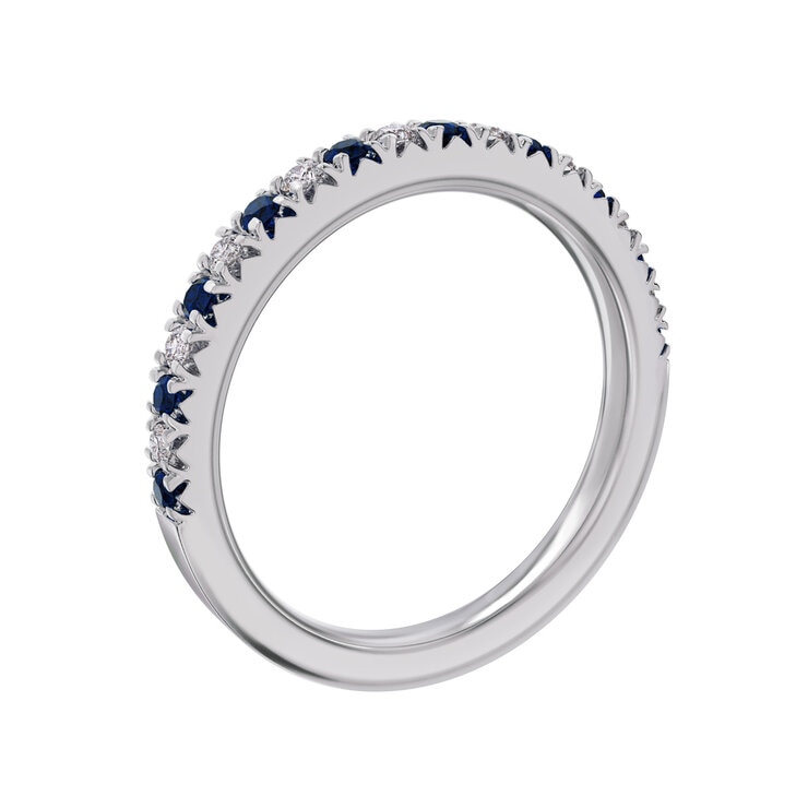 18K ホワイトゴールド 0.15カラット ダイヤモンド & ブルーサファイヤ リング 18K ホワイトゴールド 0.15カラット ダイヤモンド & ブルーサファイヤ リング