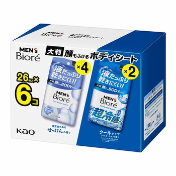 メンズビオレ 顔もふけるボディシート 26枚 x 6パック メンズビオレ 顔もふけるボディシート 26枚 x 6パック