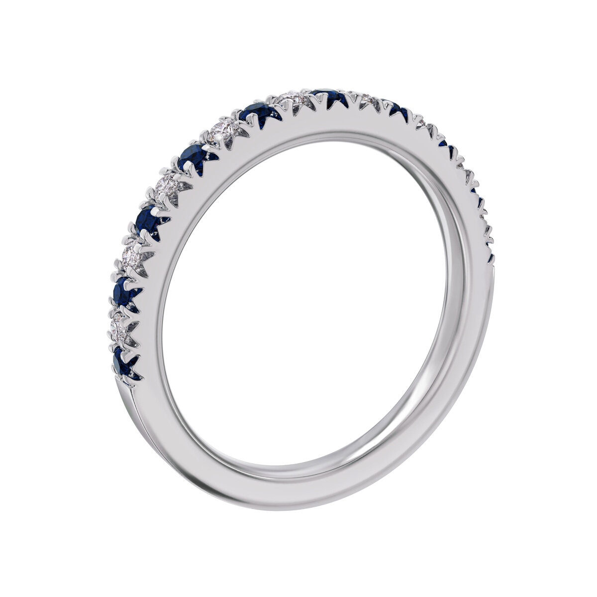 18K ホワイトゴールド 0.15カラット ダイヤモンド & ブルーサファイヤ リング 18K ホワイトゴールド 0.15カラット ダイヤモンド & ブルーサファイヤ リング