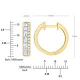 14K イエローゴールド 0.80カラット ラウンド & バゲット ダイヤモンド フープ イヤリング 14K イエローゴールド 0.80カラット ラウンド & バゲット ダイヤモンド フープ イヤリング