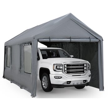 スチールフレームキャノピー(ガレージテント) グレイ スチールフレームキャノピー(ガレージテント) グレイ