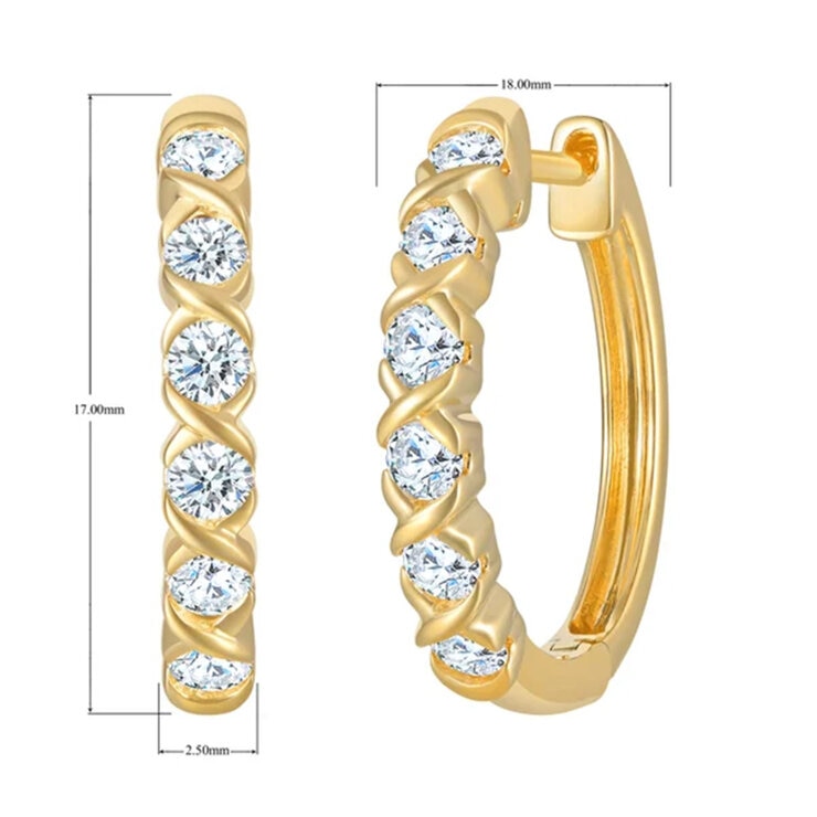 14K イエローゴールド 0.50カラット ダイヤモンド フープピアス 14K イエローゴールド 0.50カラット ダイヤモンド フープピアス