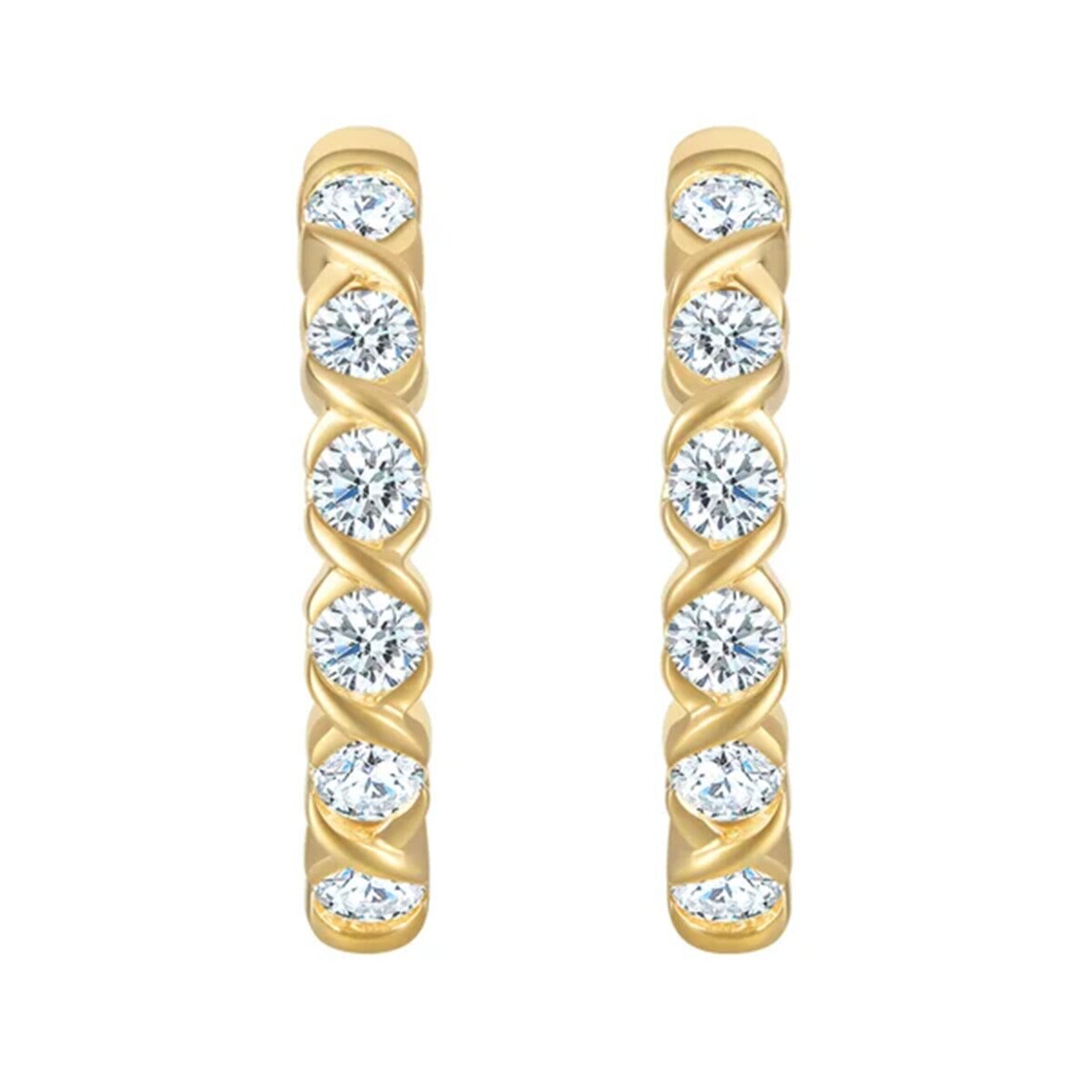 14K イエローゴールド 0.50カラット ダイヤモンド フープピアス 14K イエローゴールド 0.50カラット ダイヤモンド フープピアス