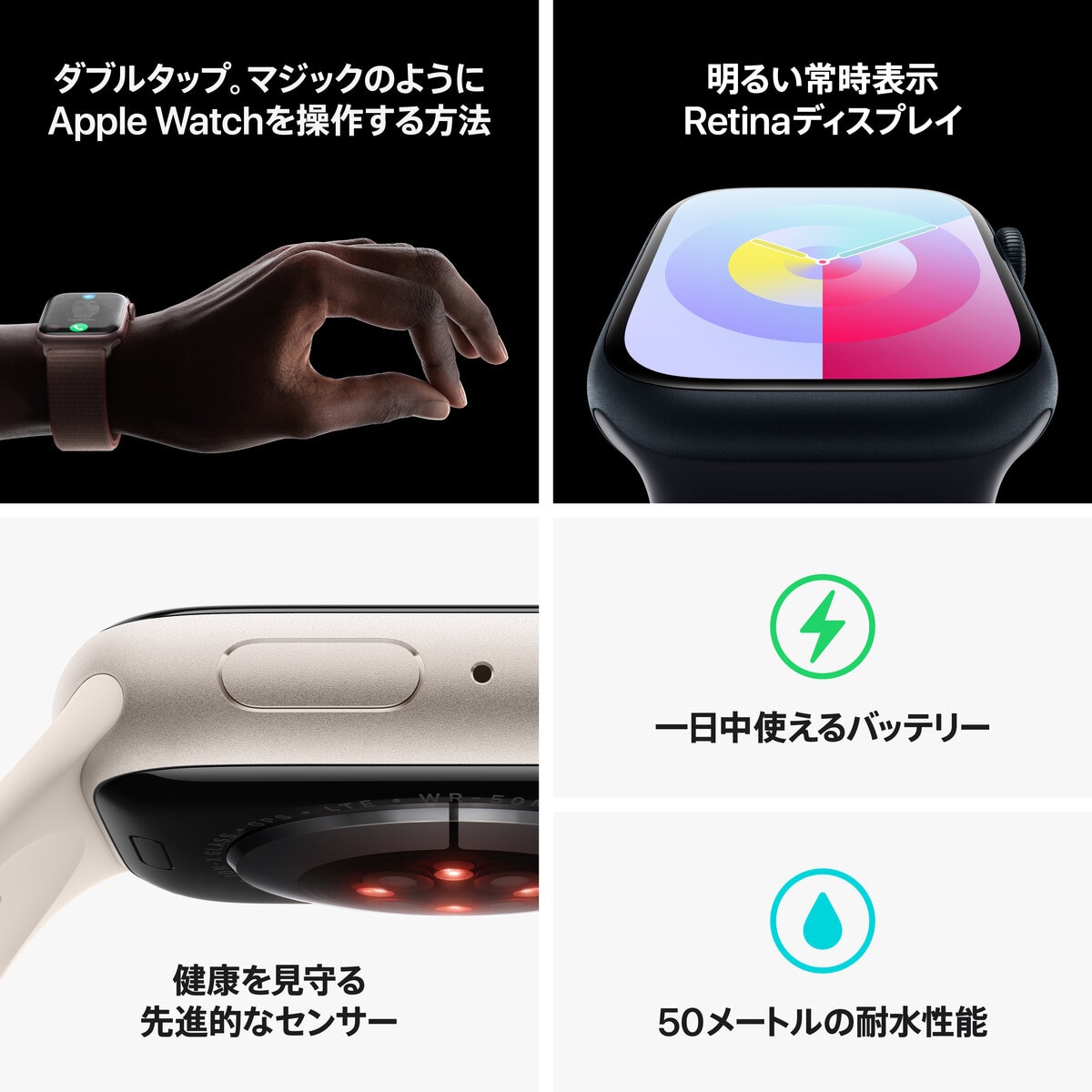 Apple Watch Series 9（GPS + Cellularモデル）- 45mmピンクアルミニウムケースとライトピンクスポーツループ