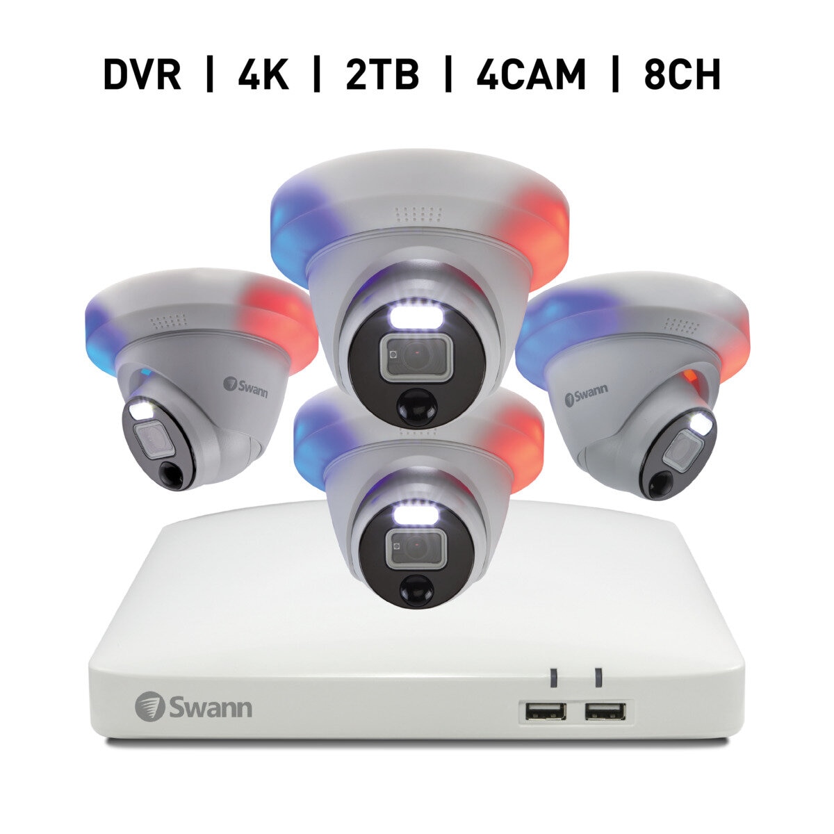 Swann 8CH 4K DVRシステム 2TB Enforcer ドーム型 カメラ4台 | Costco