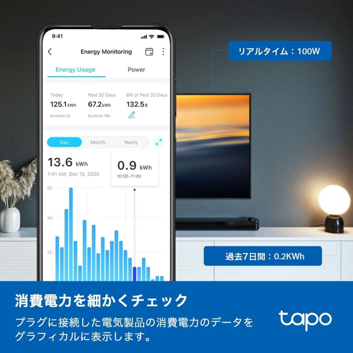 TP-Link (ティーピーリンク) tapo 電力モニタリング機能付き ミニスマートWi-Fiプラグ P110M 2個セット