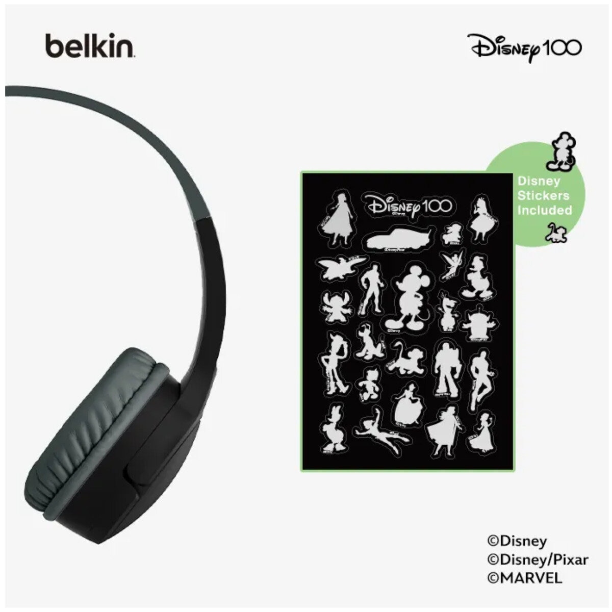 Belkin 子供用ワイヤレスヘッドホン (ディズニー創立100年限定モデル)