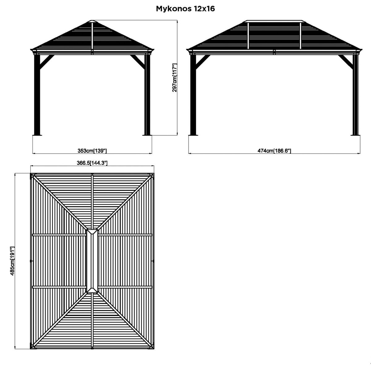 MYKONOS シングルルーフ ガゼボ 12ft X 16ft | Costco Japan