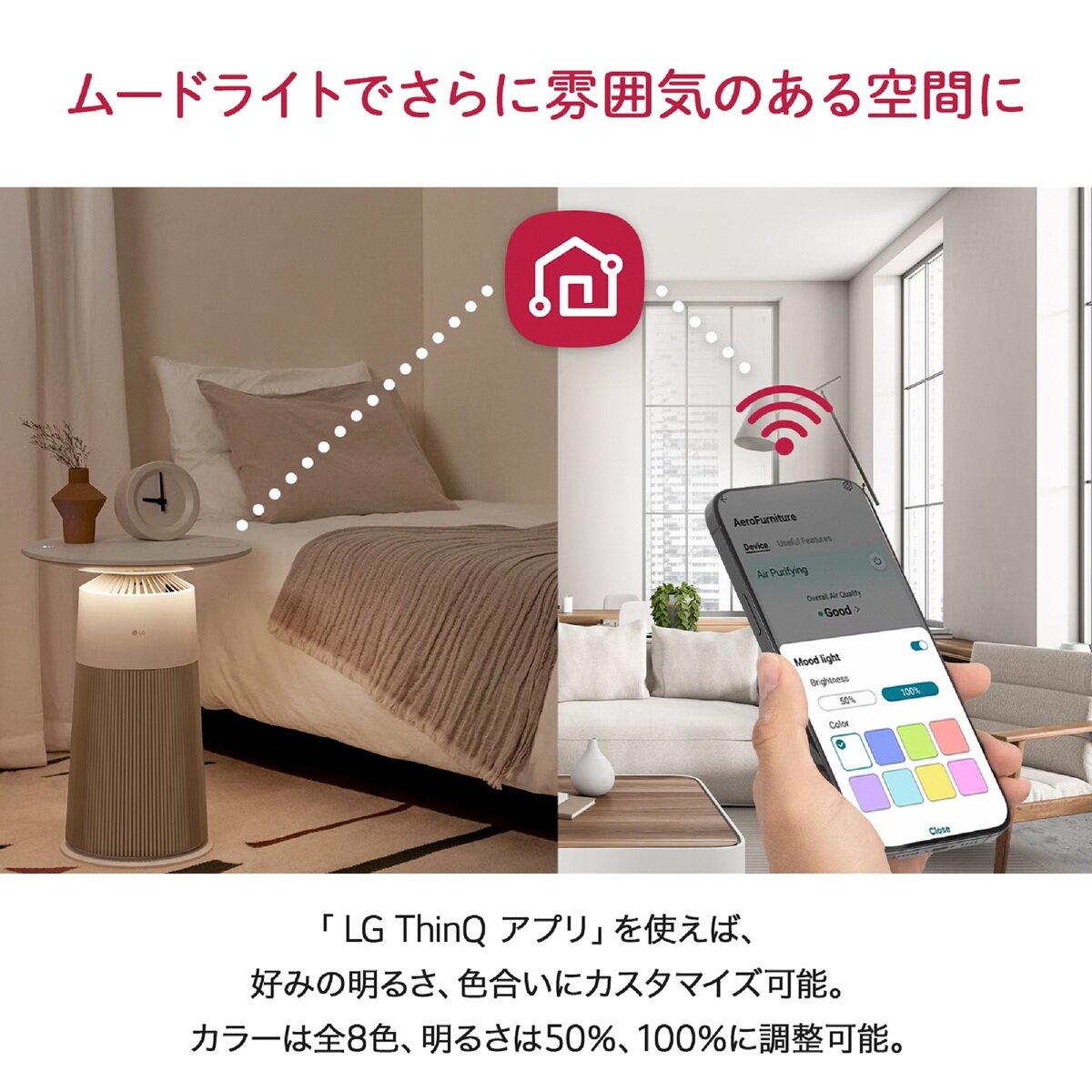 LG マルチ機能空気清浄機 PuriCare AeroFurniture ラウンドピュアホワイト AS207PWU0 [適用畳数：12畳 /PM2.5対応]