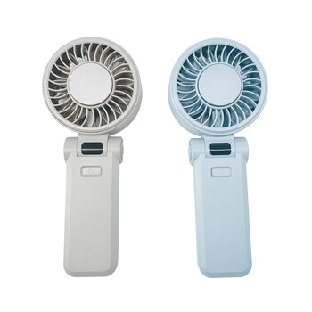 Seena ディスプレイ付 ハンディファン 2個セット グレイ×エアリーブルー Seena ディスプレイ付 ハンディファン 2個セット グレイ×エアリーブルー