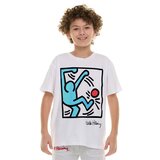 キース ヘリング キッズ 半袖 Tシャツ 3枚組 ネイビー/グリーン/アイボリー XL