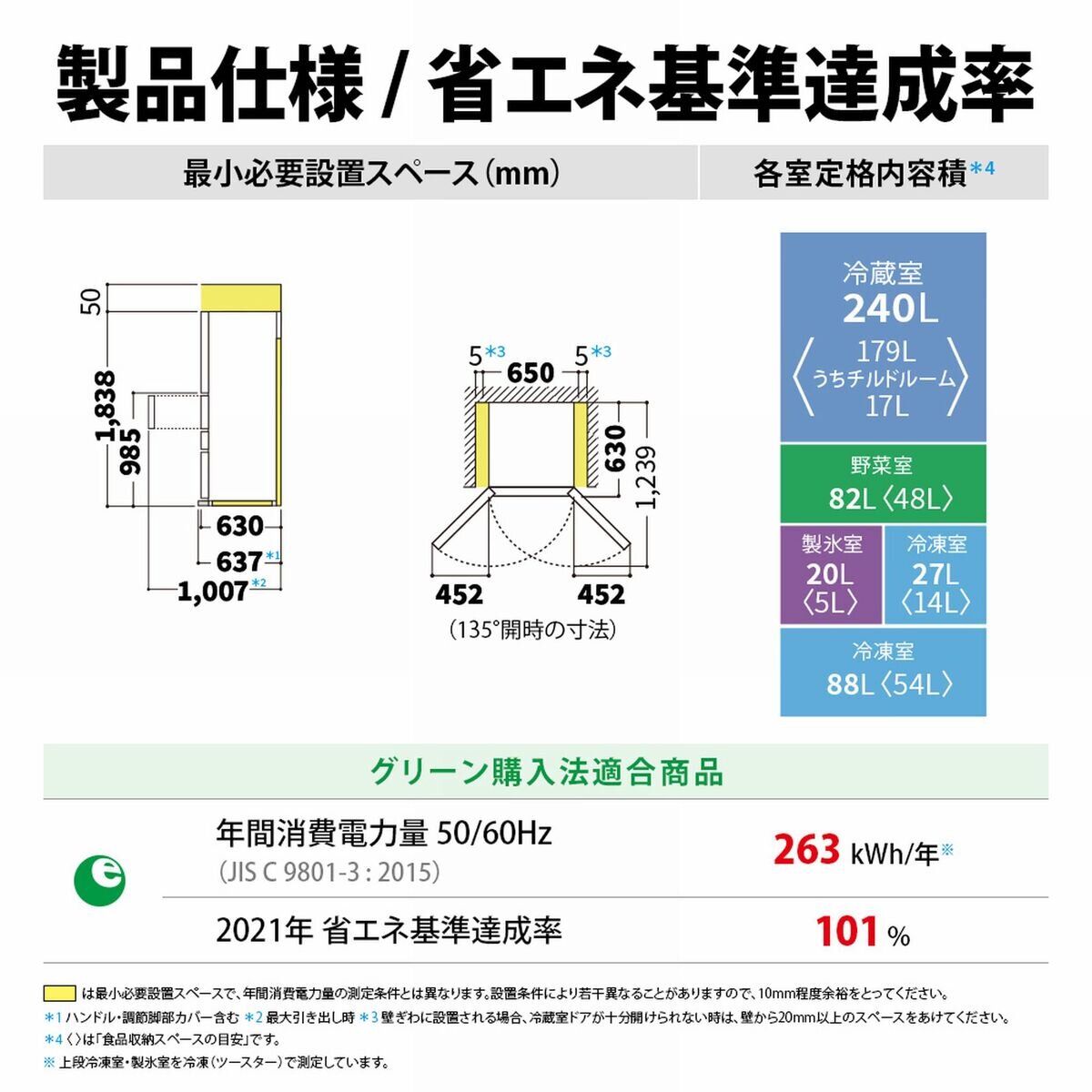 シャープ 457L 冷蔵庫 SJ-MW46P