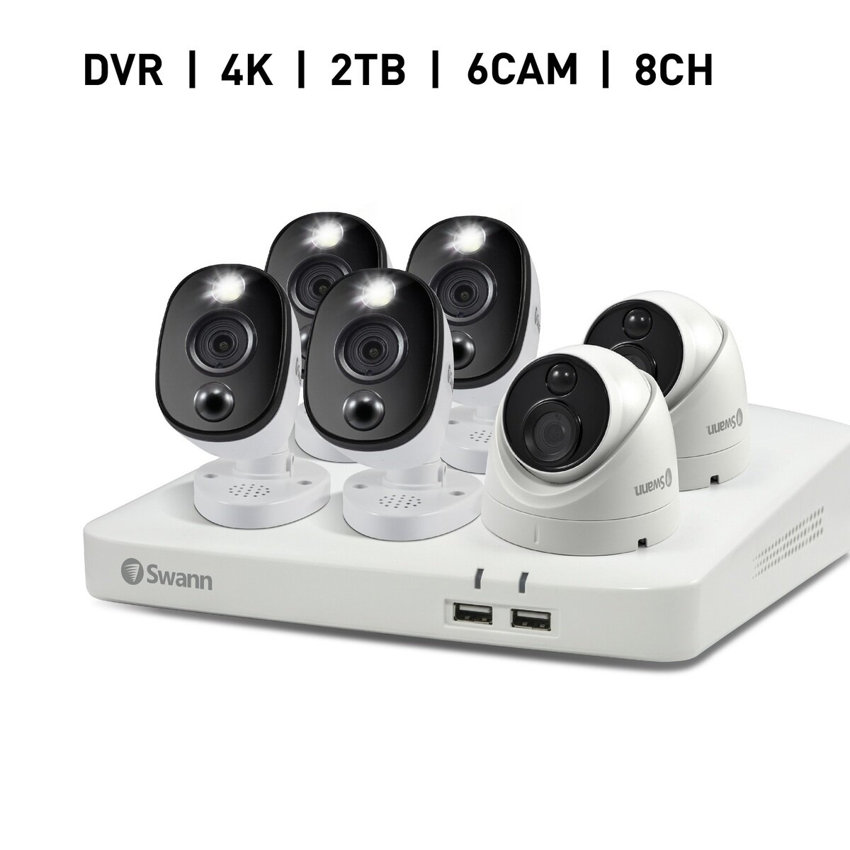 付属品8チャンネル2TBDV【カメラ6台未使用】Swann セキュリティカメラ 8台セット DVRレコーダー