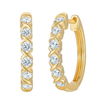 14K イエローゴールド 0.50カラット ダイヤモンド フープピアス 14K イエローゴールド 0.50カラット ダイヤモンド フープピアス