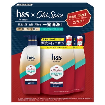 H&S for men ゴールド 2in1 シャンプー オールドスパイス ピュアスポーツの香り 本体1個 + 詰替2個 H&S for men ゴールド 2in1 シャンプー オールドスパイス ピュアスポーツの香り 本体1個 + 詰替2個