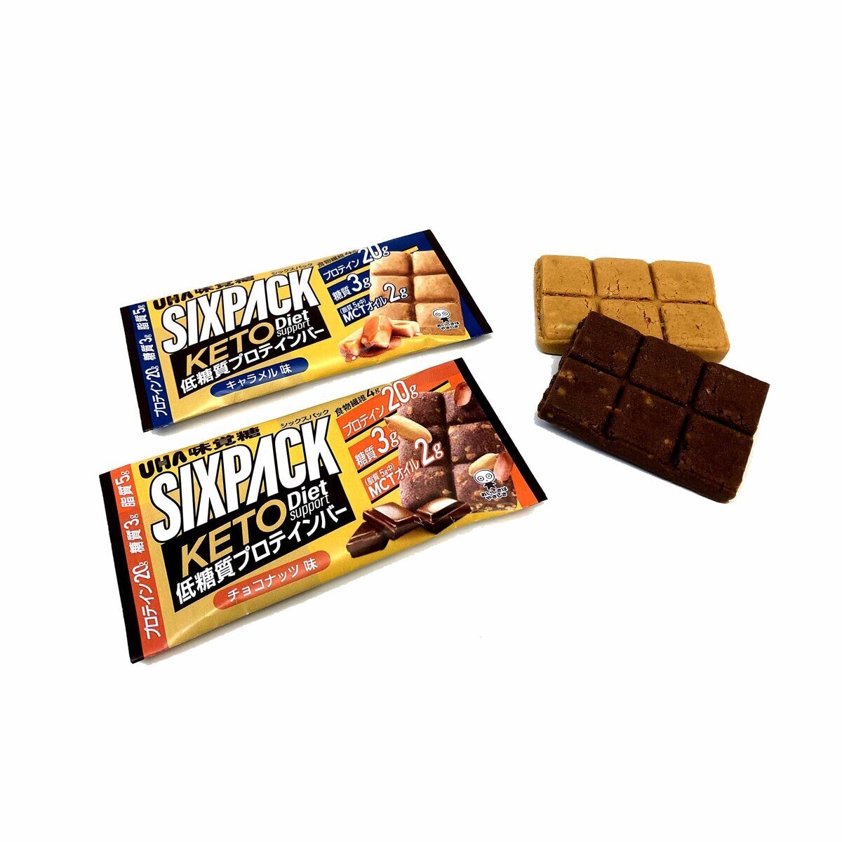 SIXPACK KETO Diet サポートプロテインバー 10本入 (チョコナッツ味5本 + キャラメル味5本)