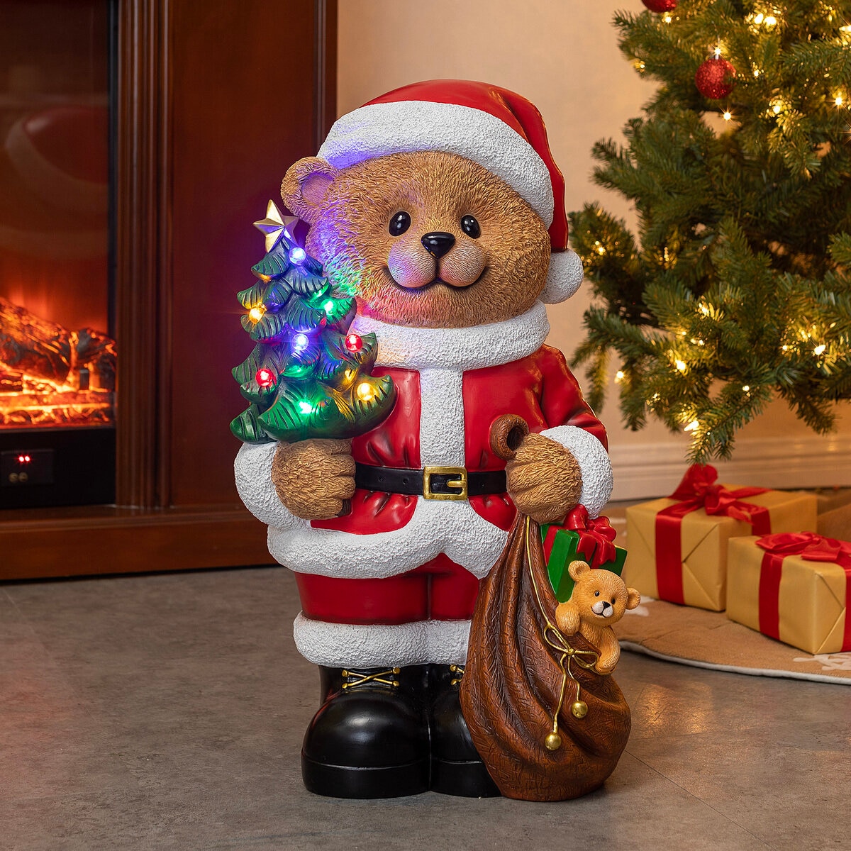 コストコ クリスマス ブラウンベアー 熊の置物 イルミネーション - 置物