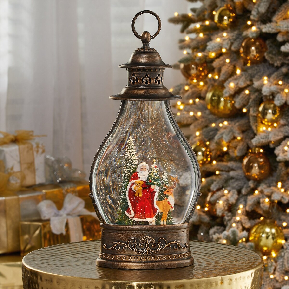 クリスマス ブラウンベア グリーター LEDライト付 高さ約64cm 置物 ...