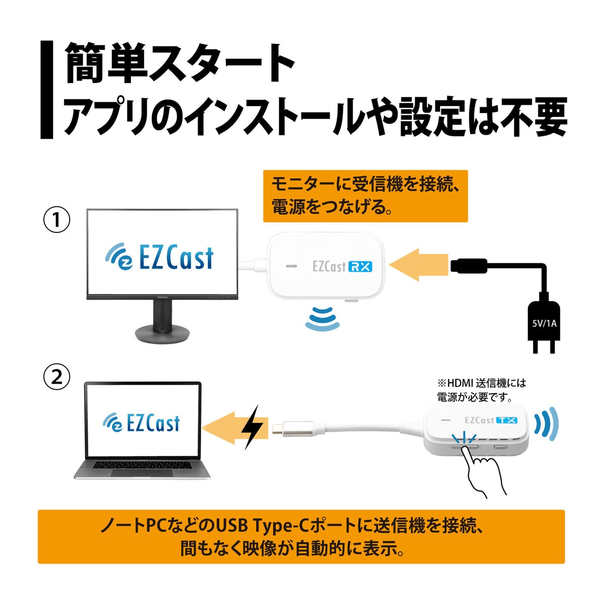 PRINCETON EZCastPocket Wireless Casting Device (USB-C to HDMI)