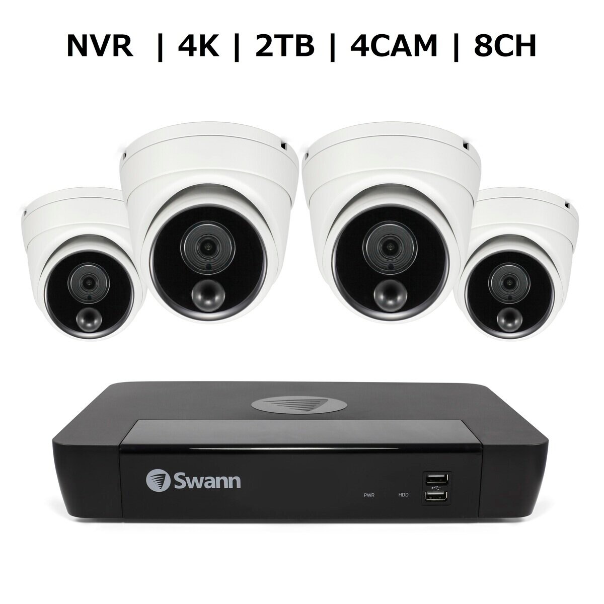 Swann 8CH 4K NVRシステム 2TB 4K 顔認識 ドームカメラ 4台セット | Costco Japan