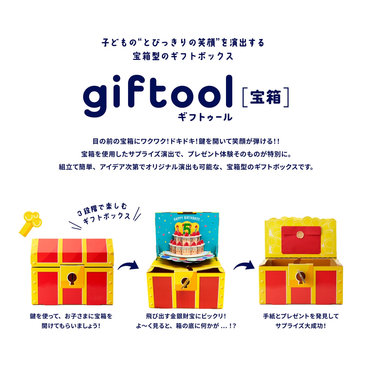 giftool 宝箱 誕生日（ケーキ）Mサイズ x 3